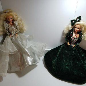 Set of two 1991 & 1992 Happy Holidays Special Edition Barbies